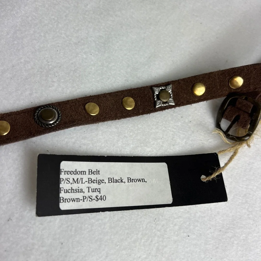 Lovestrength Brown‎ Suede Studded Leather Belt Womens Size S Boho New